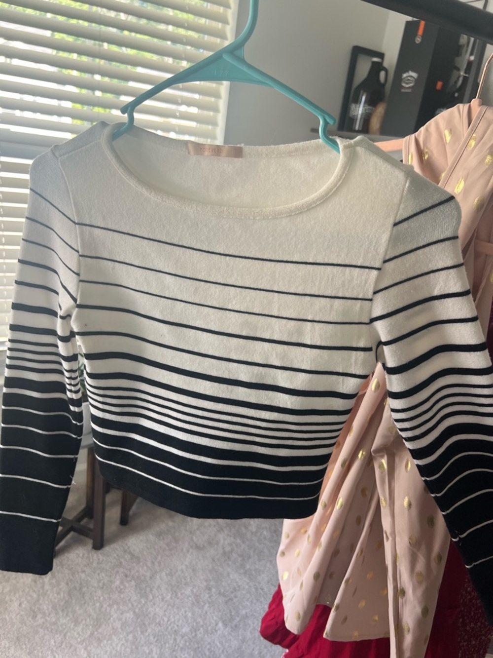 Forever 21 Black and White Striped Cropped Sweater
